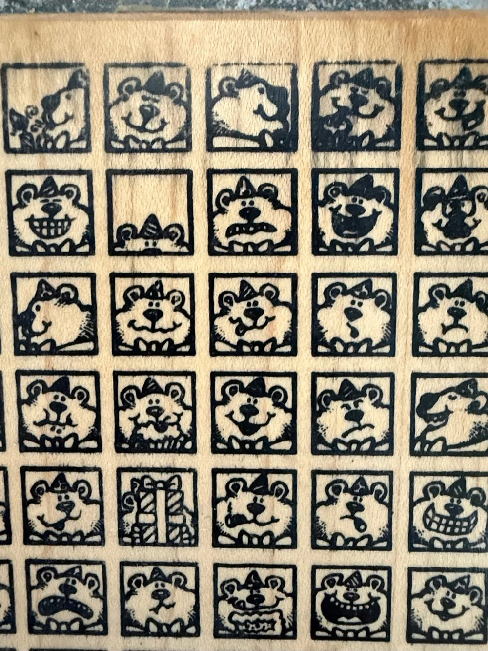 Giant Natural Wood Rubber Stamp  63 Emotions Feelings Mood Chart